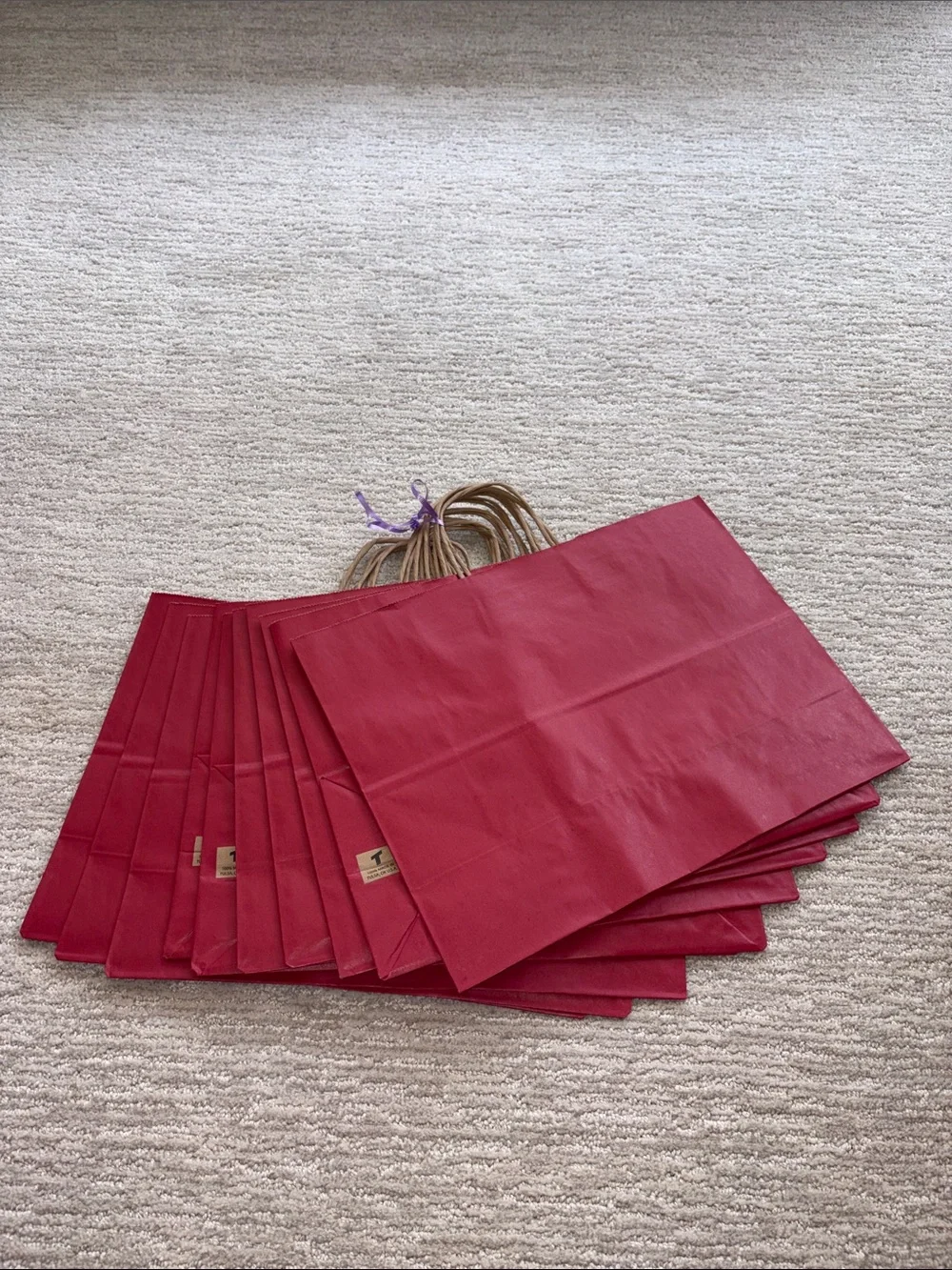 10 Red Paper Gift Shopping Tote Bag with Twisted Handles Recycled Paper